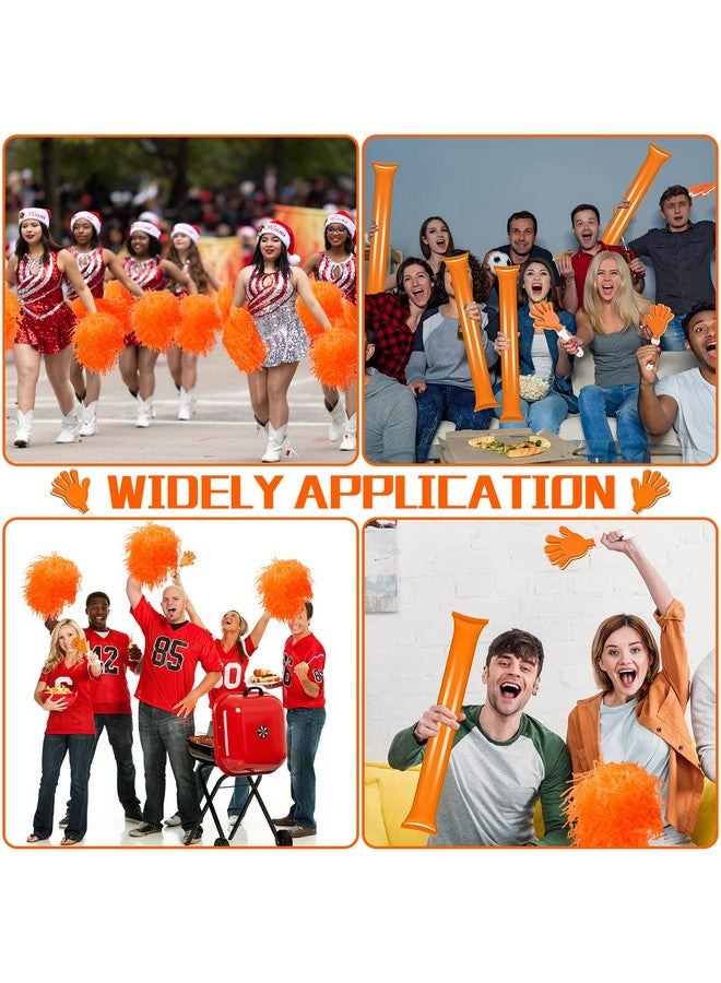 36 Pcs Cheerleading Pom Poms Hand Clappers And Thunder Sticks Cheering Noise Makers For Sporting Events Football Games School Dance Team Spirit Items Party Favors (Orange)