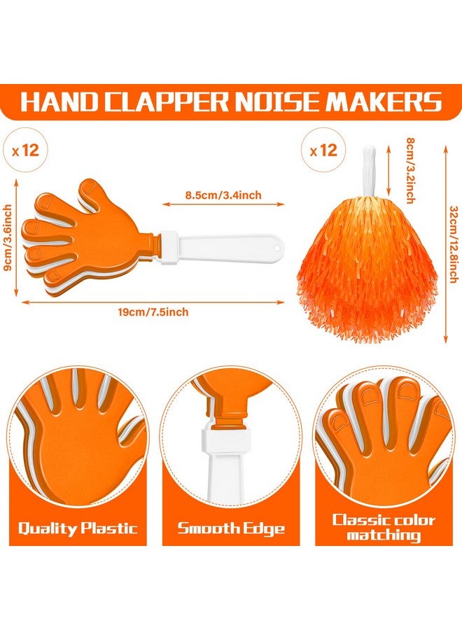 36 Pcs Cheerleading Pom Poms Hand Clappers And Thunder Sticks Cheering Noise Makers For Sporting Events Football Games School Dance Team Spirit Items Party Favors (Orange)