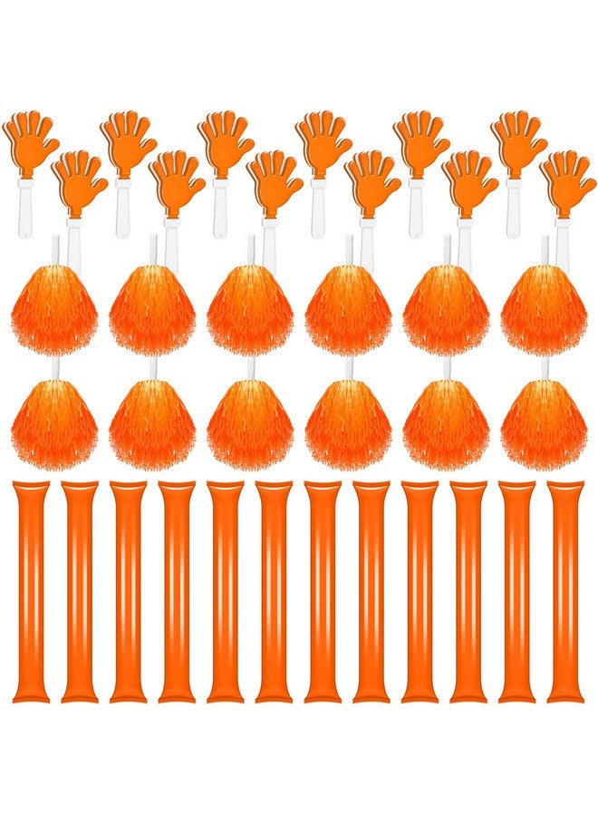 36 Pcs Cheerleading Pom Poms Hand Clappers And Thunder Sticks Cheering Noise Makers For Sporting Events Football Games School Dance Team Spirit Items Party Favors (Orange)