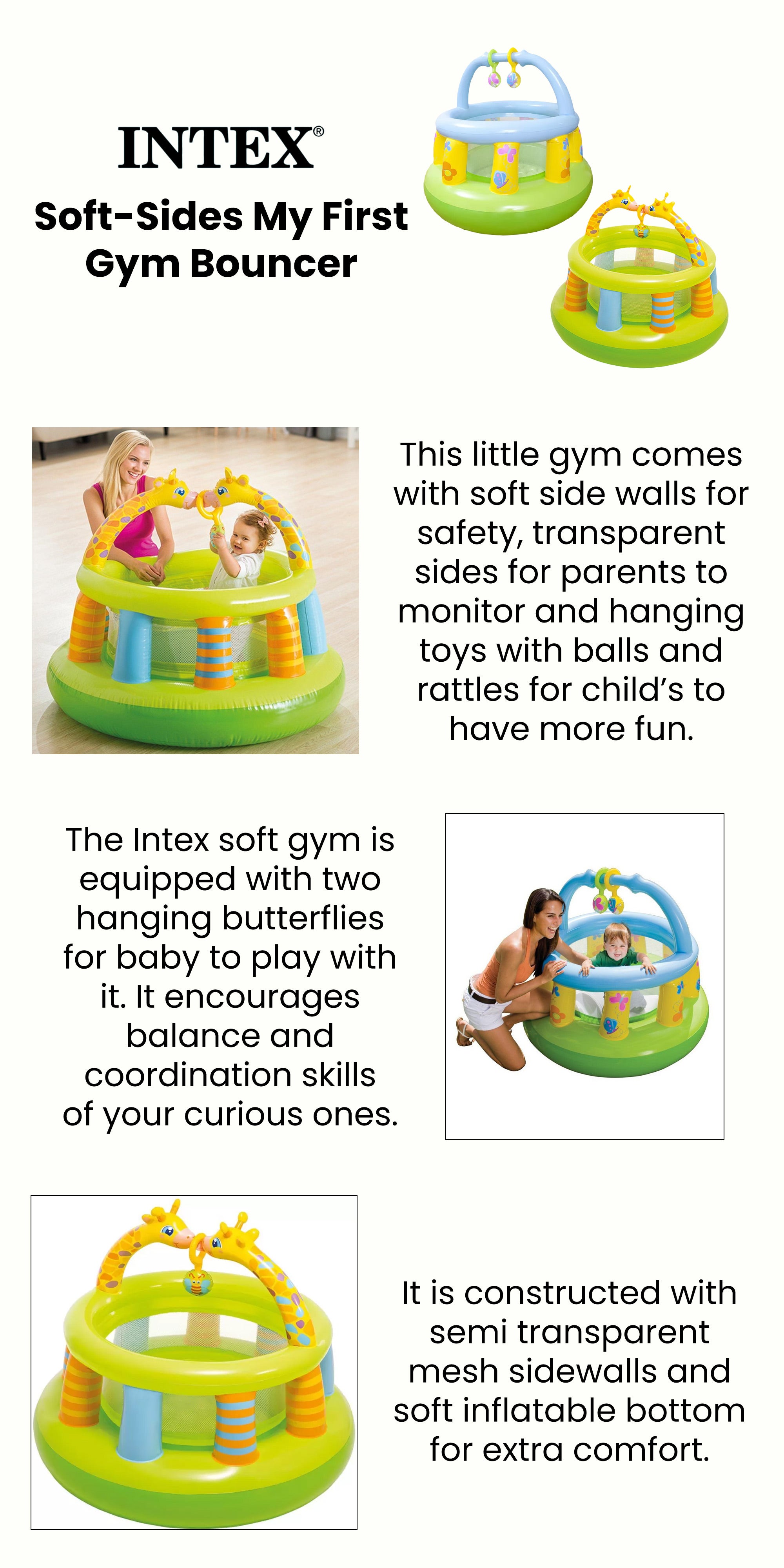 Inflatable Soft-Sides My First Gym Bouncer - Assorted 130x104cm