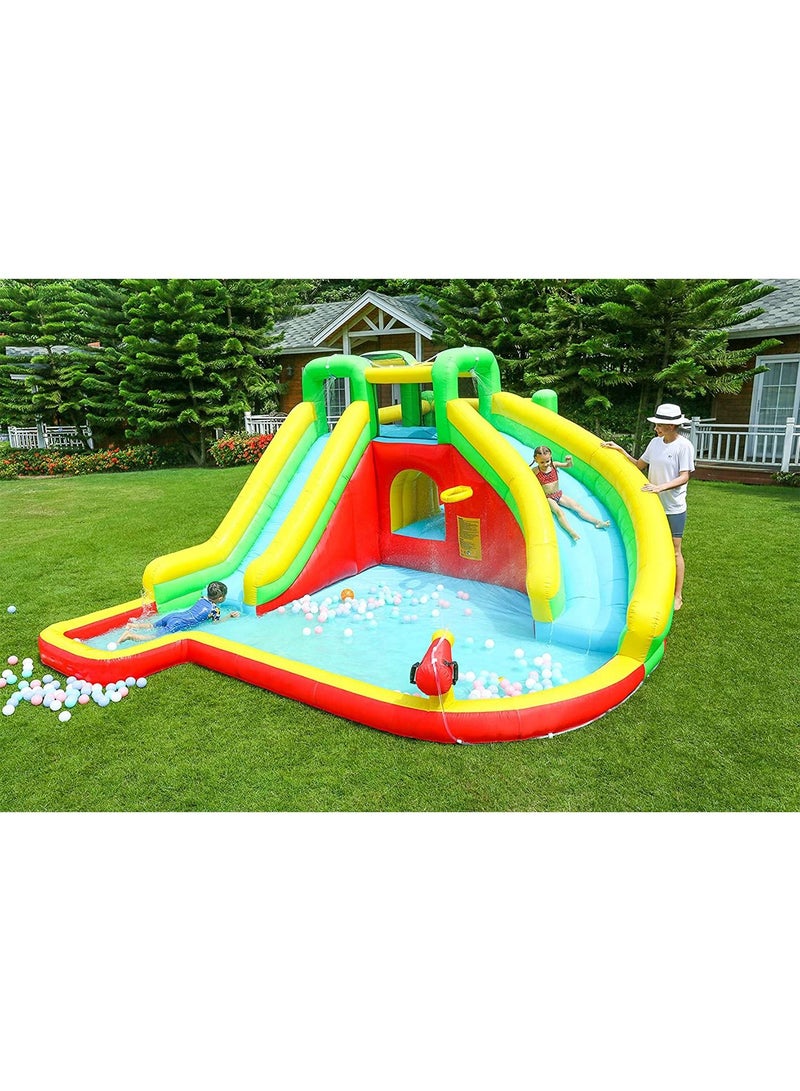 Inflatable Twin Water Slide With Bouncer for Kids Outdoor Play