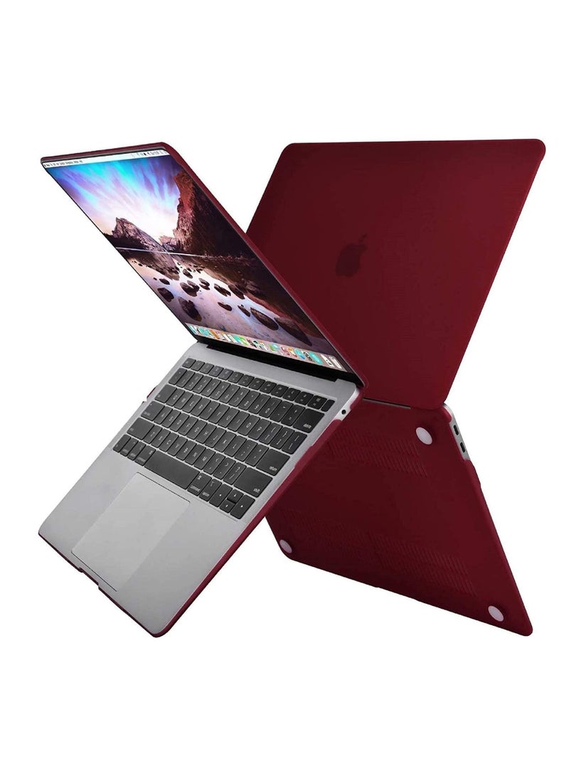 Plastic Hard Shell Case Cover Compatible with MacBook Air 13-Inch with Retina Display & Touch ID, Model:- M1 A2337/A2179/A1932 Release 2022/2021/2020/2019/2018, Wine Red