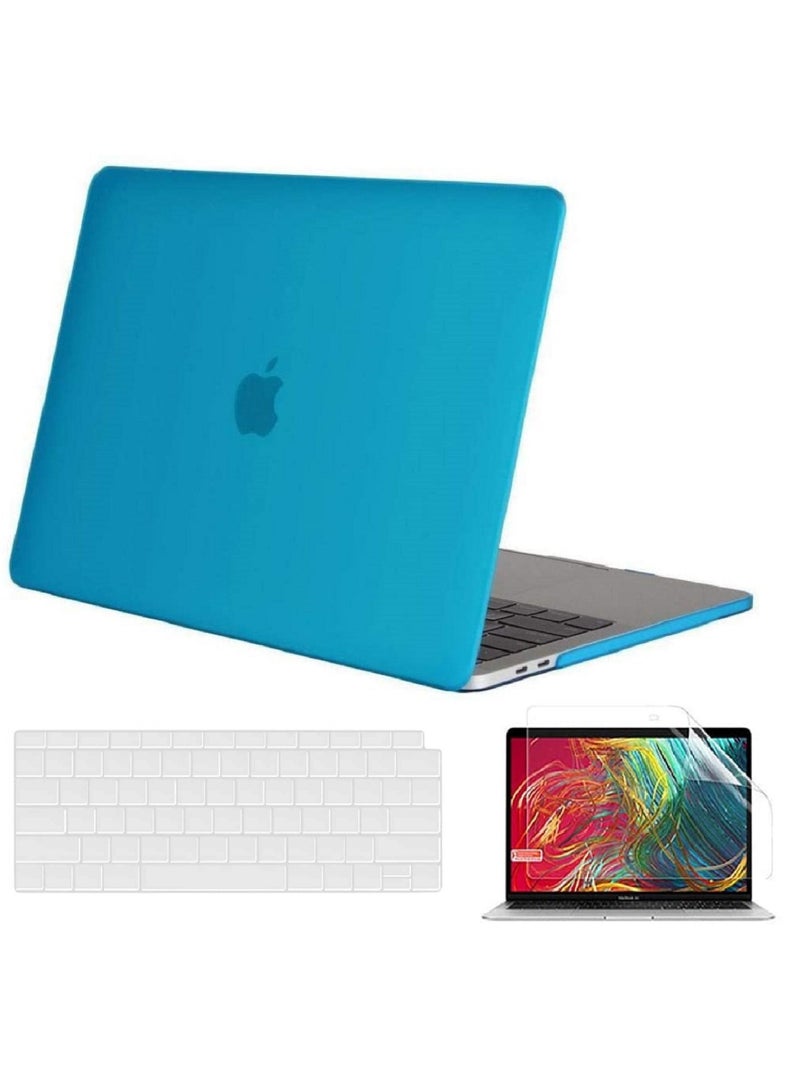 Hard Shell Case US Layout Skin Keypad Cover and Screen Protector Compatible for MacBook New Air 13-inch with Retina Display Model A1932 Release 2019/2018 Sky Blue