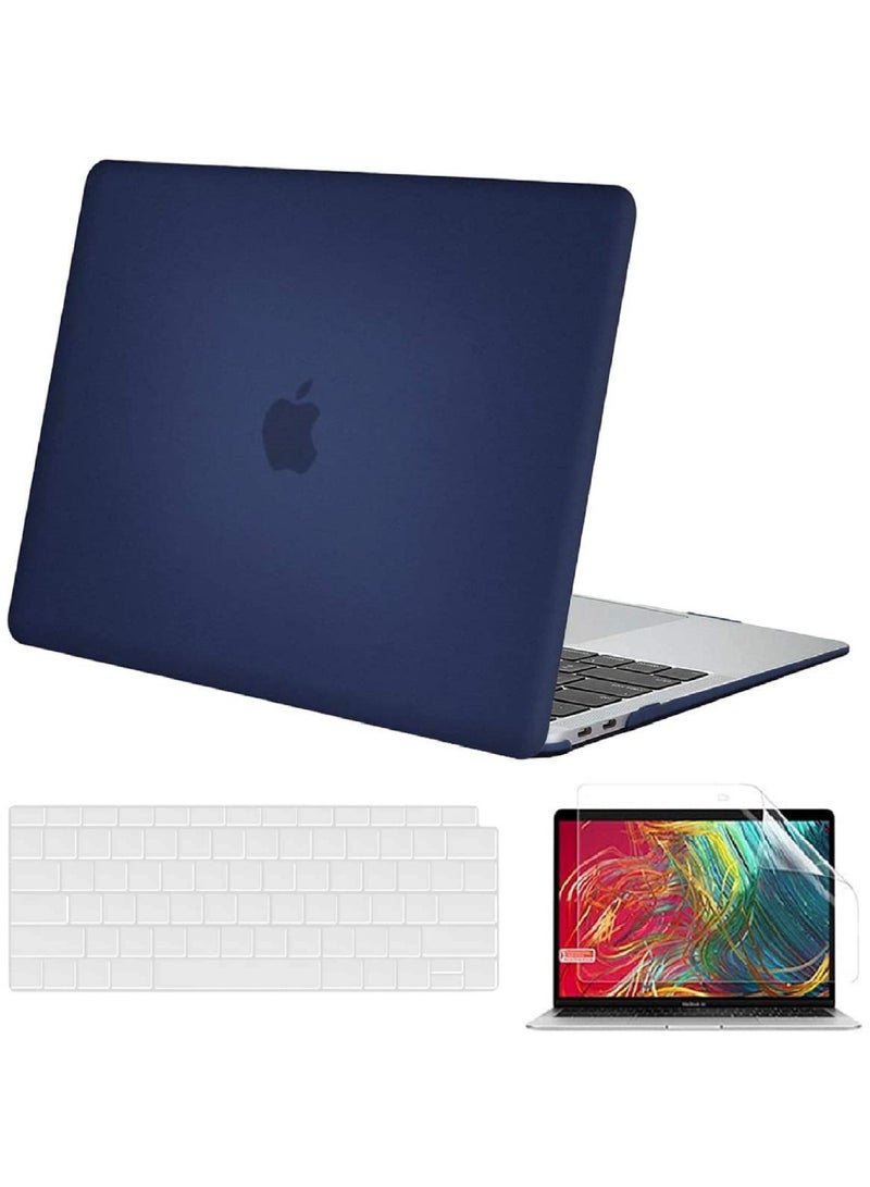 Hard Shell Case US Layout Skin Keypad Cover and Screen Protector Compatible for MacBook New Air 13-inch with Retina Display Model A1932 Release 2019/2018 Navy Blue