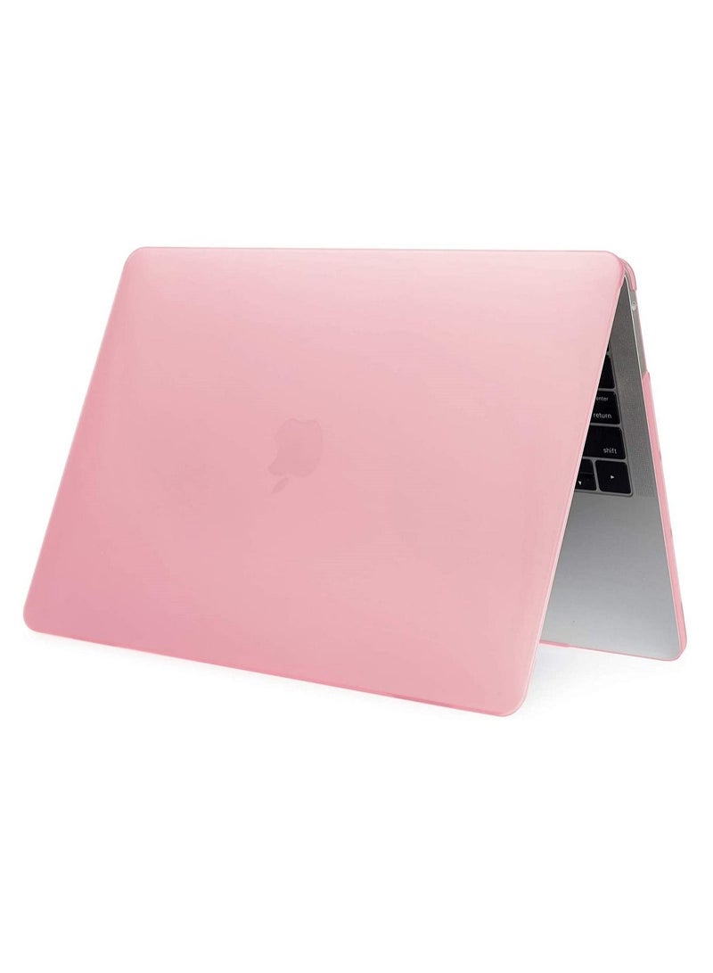 Plastic Hard Shell Case Cover with Screen Protector Compatible for MacBook New Air 13-Inch with Retina Display & Touch ID Model:- M1 A2337/A2179/A1932 Release in 2021/2020/2019/2018, Pink