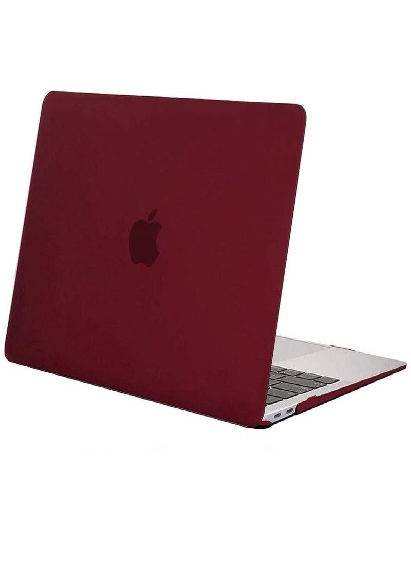 Plastic Hard Shell Case Cover with Screen Protector Compatible for MacBook New Air 13-Inch with Retina Display & Touch ID Model:- M1 A2337/A2179/A1932 Release in 2021/2020/2019/2018, Wine Red