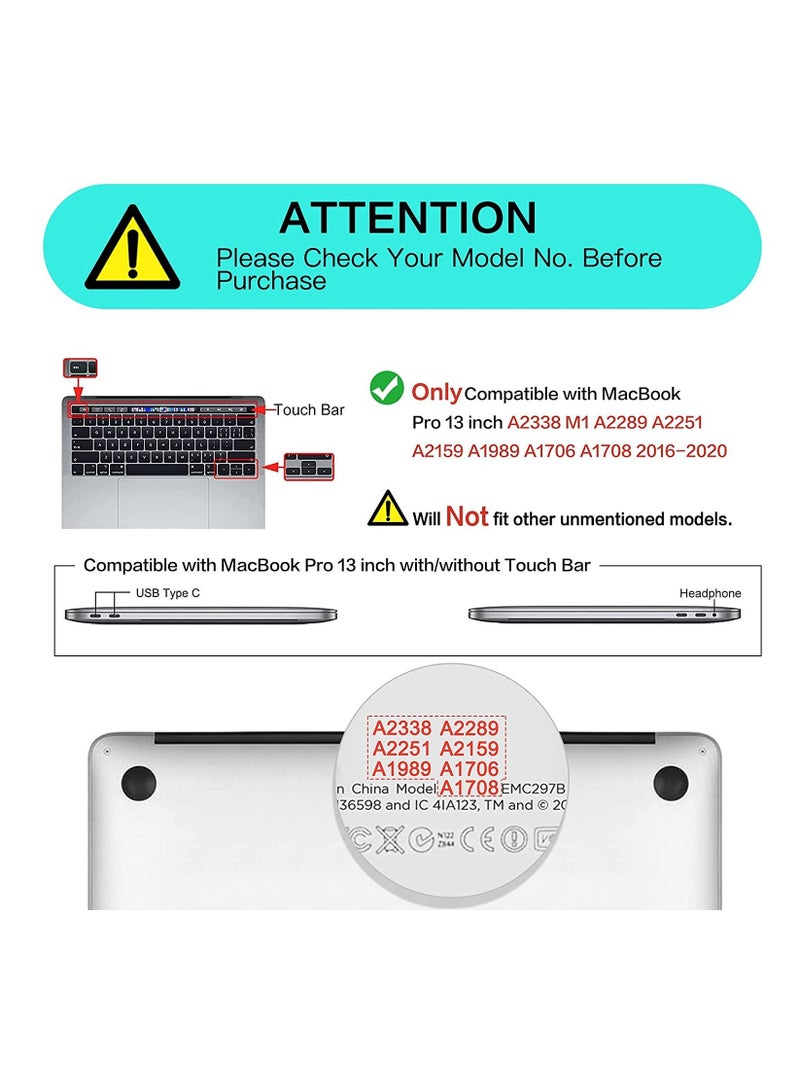 Plastic Hard Shell Case Cover with Screen Protector Compatible with MacBook New Pro 13