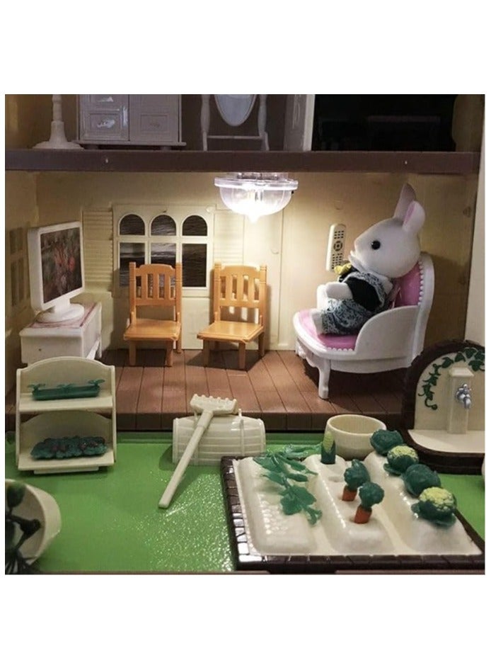 Forest Animal Family Children's Home Simulation Villa Set Castle Lighting Big House Toy Gift Box