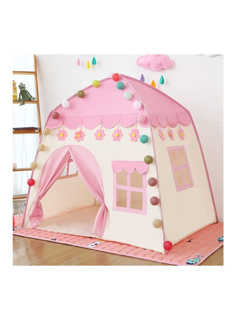 Kids Princess Tents with Ball Light, Rug for Girls Boys Kids Gift 51x51x40Inch Play Tent Princess Castle Playhouse Tent, Pink Castle for Indoor Outdoor Birthday Children Room