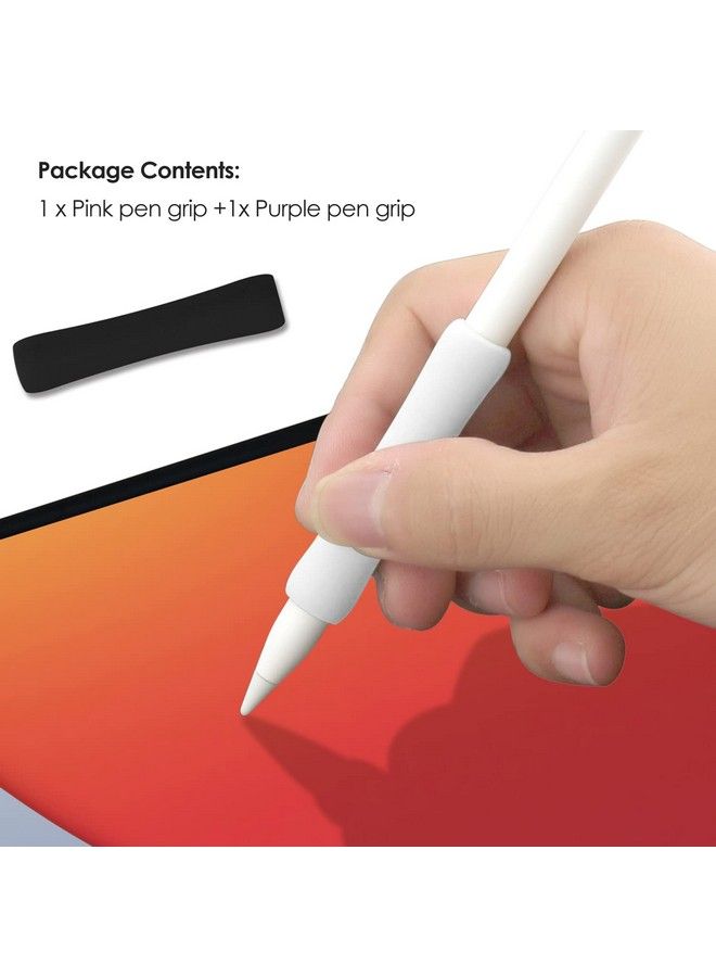 2Pack Ergonomics Grip Holder Silicone Protective Sleeve Cover For Apple Pencil 2Nd 2021 & 1St Generation Ipad Pro 11'' 12.9'' 2021 2020 2018 Stylus Accessories Kits (Black White)