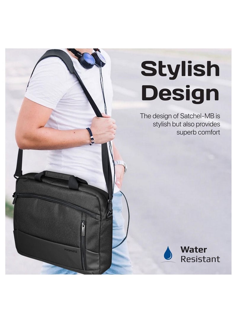 Messenger Bag, Lightweight 15.6-Inch Laptop Bag With Secure Zippers, Water-Resistance, Luggage Belt, Front Pocket And Multiple Compartments