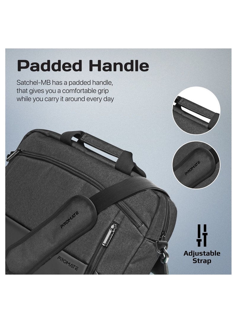 Messenger Bag, Lightweight 15.6-Inch Laptop Bag With Secure Zippers, Water-Resistance, Luggage Belt, Front Pocket And Multiple Compartments