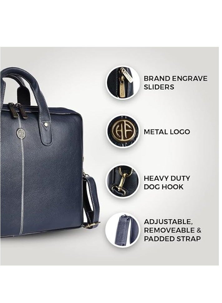 unisex-adult Genuine Leather Messenger Bag Fits 14 Inch Laptop