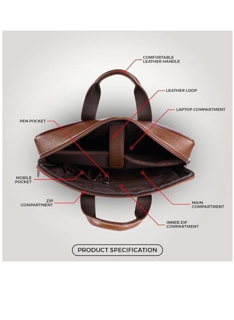 unisex-adult Genuine Leather Messenger Bag Fits 14 Inch Laptop