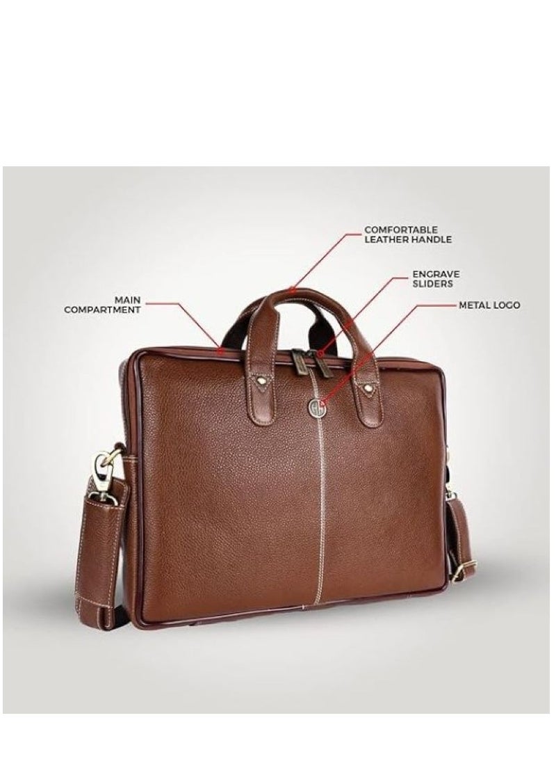unisex-adult Genuine Leather Messenger Bag Fits 14 Inch Laptop