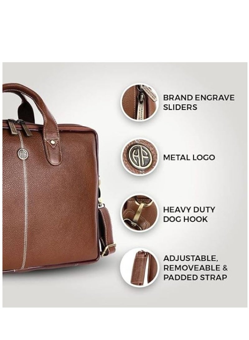 unisex-adult Genuine Leather Messenger Bag Fits 14 Inch Laptop