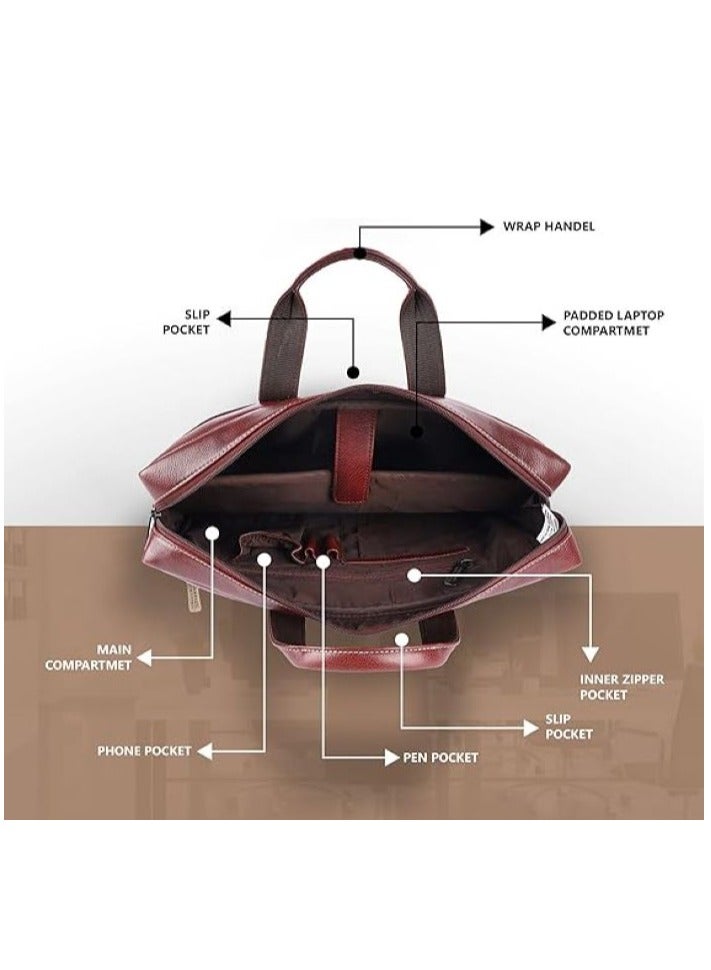 Men's Brown Laptop Leather Bag |15.6