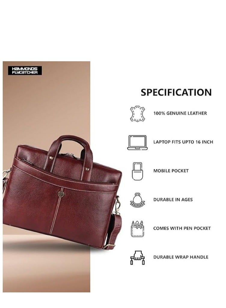 Men's Brown Laptop Leather Bag |15.6