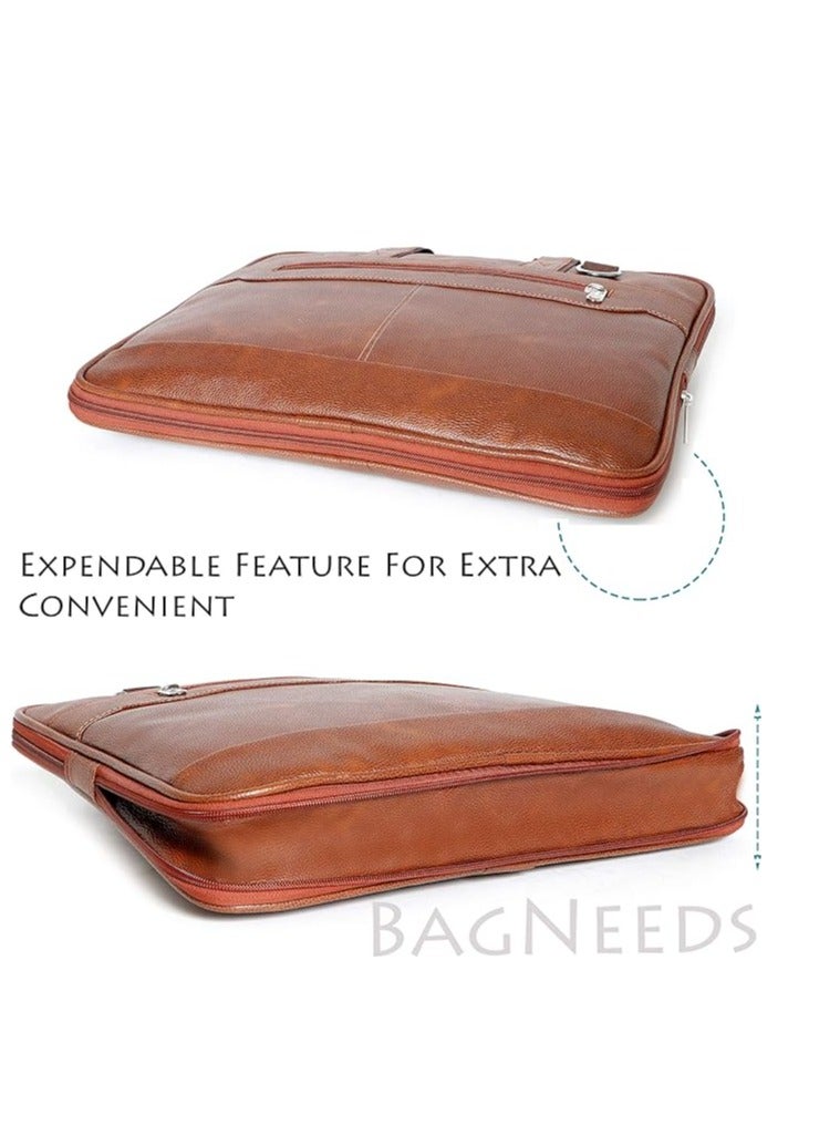 Men's Tan Synthetic Leather Briefcase Best Laptop Messenger Bag Satchel for Men