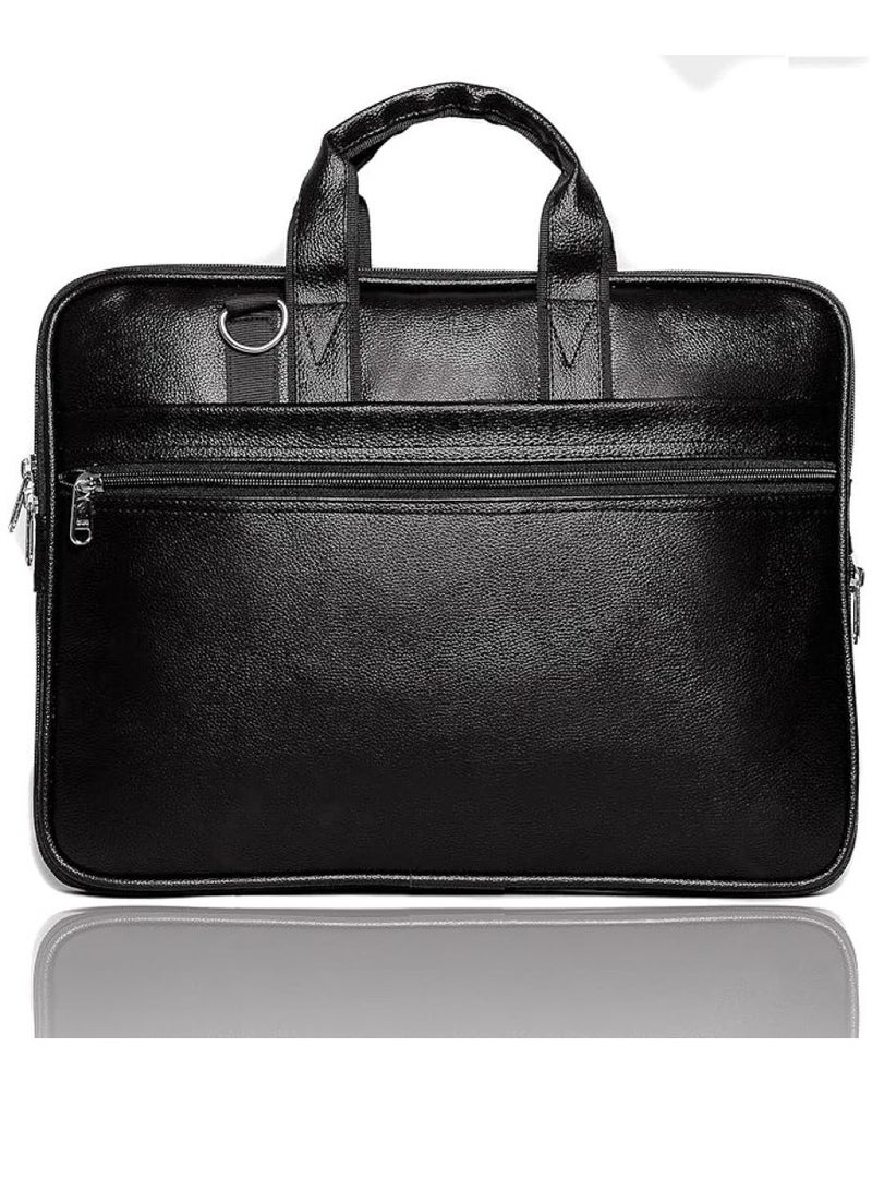 Men's Black Synthetic Leather Briefcase Best Laptop Messenger Bag Satchel for Men