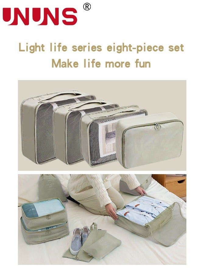 Travel Organizer Bags Set,9-Piece Packing Cubes Set With Foldable Toiletry Bag,Portable Travel Packing Pouches For Man And Women Travel,Beige