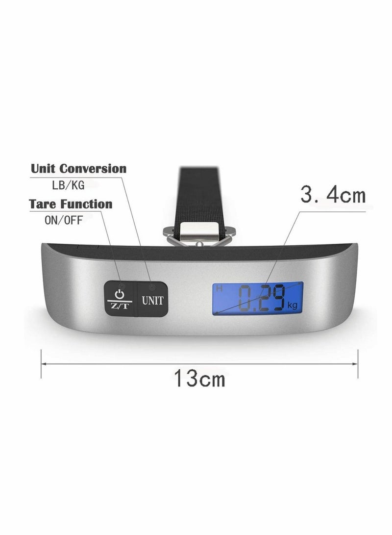 Luggage Scale Portable Digital Travel Suitcase Scales with Temperature Sensor, Tare Function, 50kg Electronic Balance Digital Luggage Hanging Scale