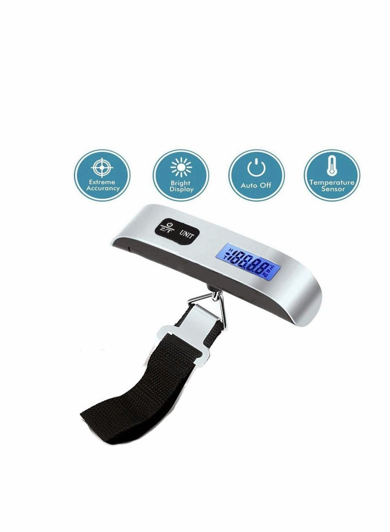 Luggage Scale Portable Digital Travel Suitcase Scales with Temperature Sensor, Tare Function, 50kg Electronic Balance Digital Luggage Hanging Scale