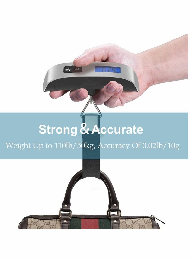 Luggage Scale Portable Digital Travel Suitcase Scales with Temperature Sensor, Tare Function, 50kg Electronic Balance Digital Luggage Hanging Scale