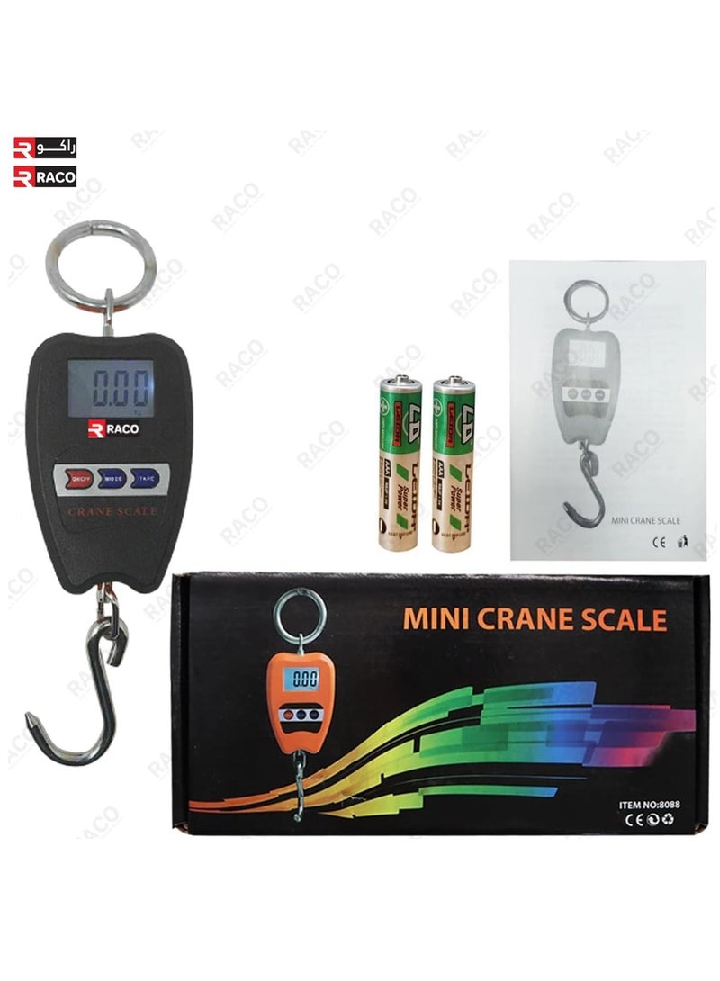 RACO Digital Mini Crane Scale 100kg/200lbs Weight Measurement with LED Display, Portable Handheld Design, Mini Hook, Ideal for Indoor and Outdoor Use.