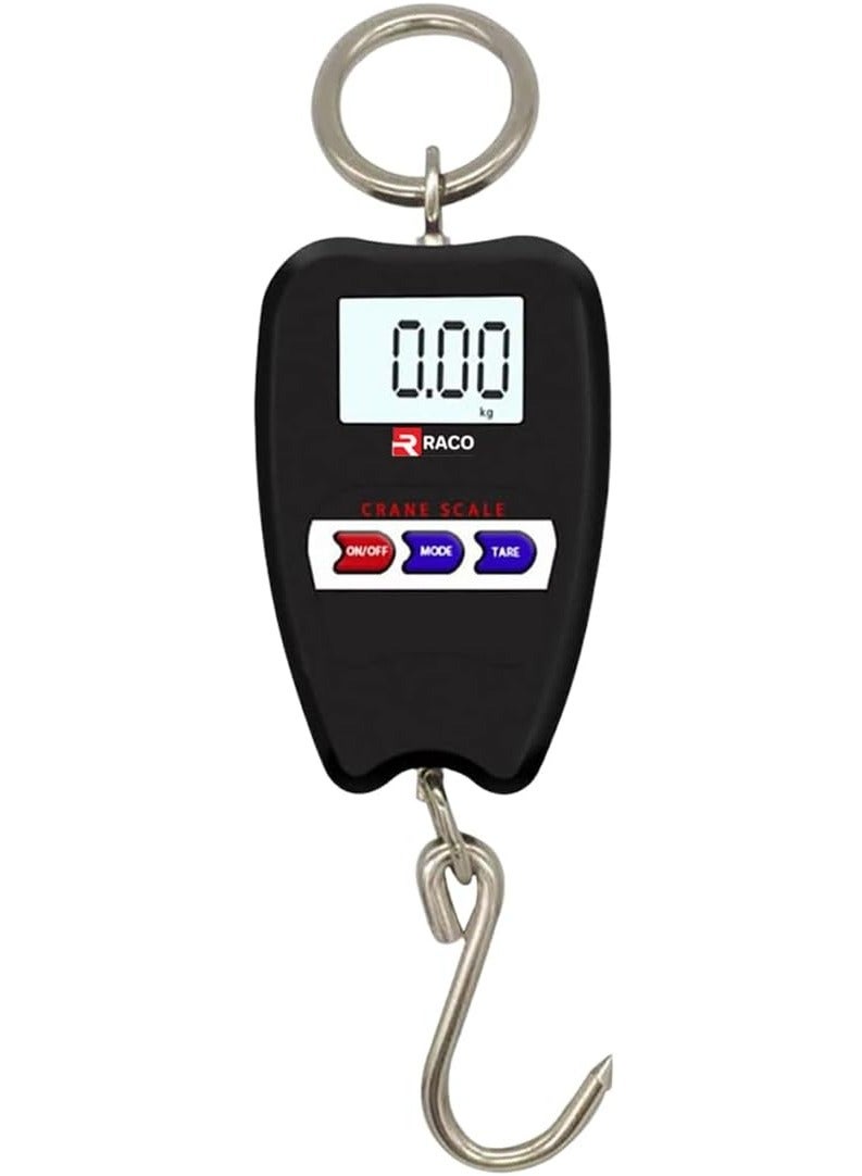 RACO Digital Mini Crane Scale 100kg/200lbs Weight Measurement with LED Display, Portable Handheld Design, Mini Hook, Ideal for Indoor and Outdoor Use.