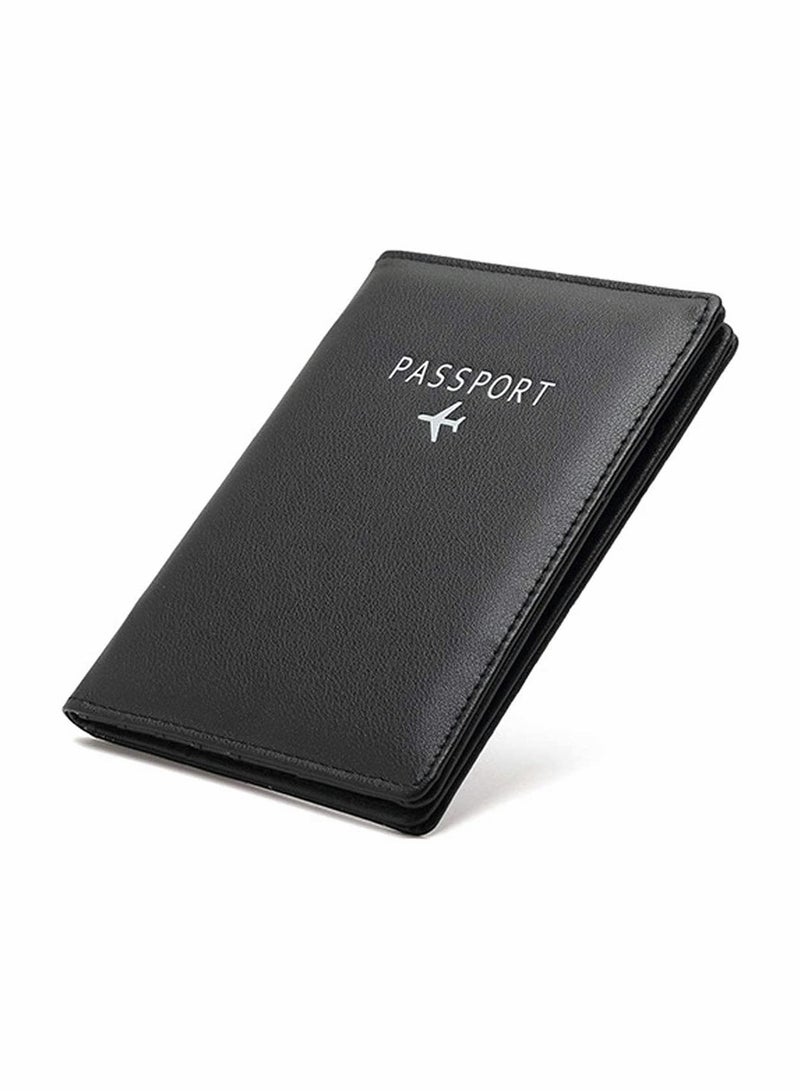 Travel Wallet Passport Holder Blocking Leather Passport Cover Case with Wallet for Credit Card, Money, Boarding, Passport Holder Protector for Men Women (Black)