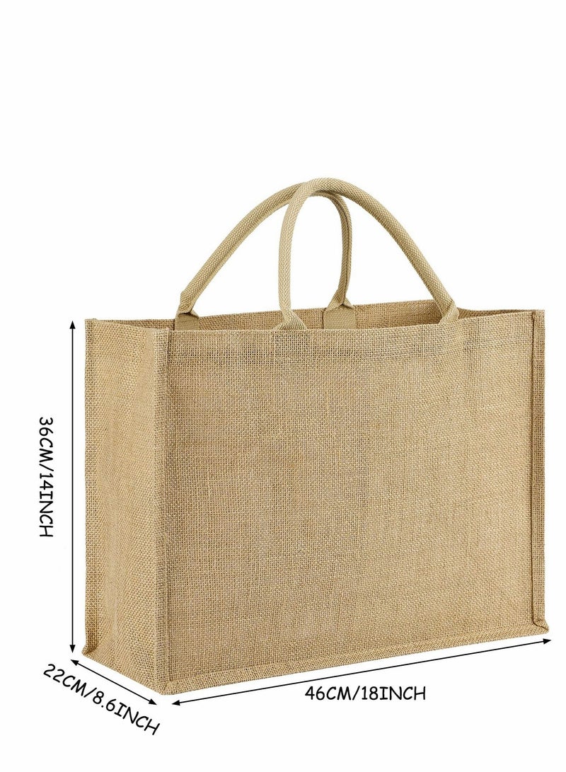 Tote Bags, Burlap Jute Reusable Canvas Gift Favors Bag with handles Blank Totes Bulk for Bridesmaid Wedding, Women Market Grocery Shopping, Bachelorette Party, Beach Trip, DIY