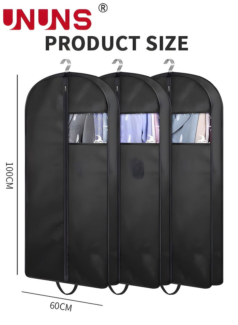 Clothes Dust Covers,3 Packs Foldable Hanging Garment Bags With Visible Window And Zip,4