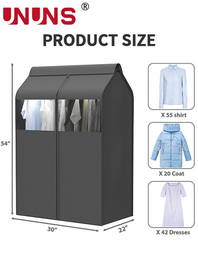 Clothes Dust Cover,Washable Hang Clothes Dust Cover Garment Bag With Visual Window And Full Zipper For Hanging Clothes Rack Closet