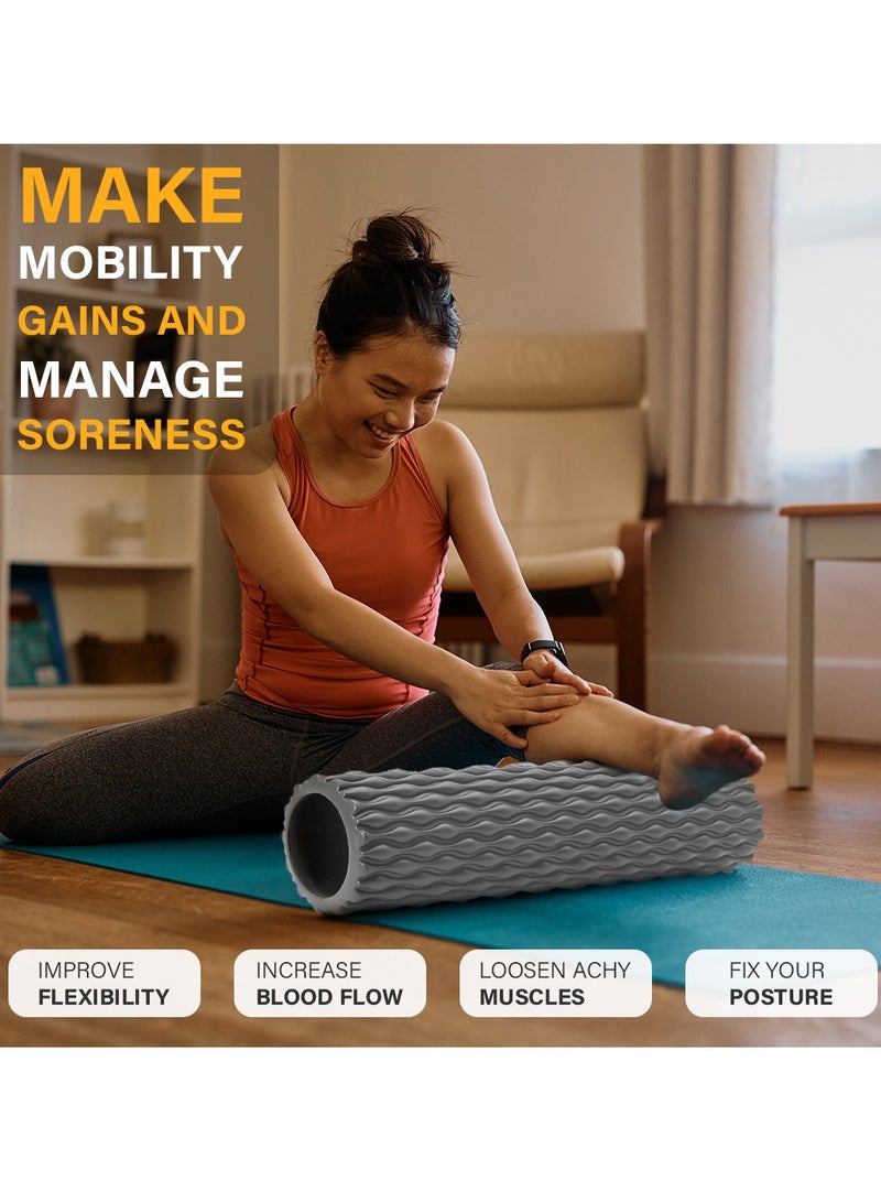 45*14cm Foam Roller for Exercises & Massage, Multi-Density Fitness GYM Styrofoam Rolling Foam Yoga Roller for Back Legs Body Deep Tissue Muscle Recovery Relieves Pain Physical Therapy Streching