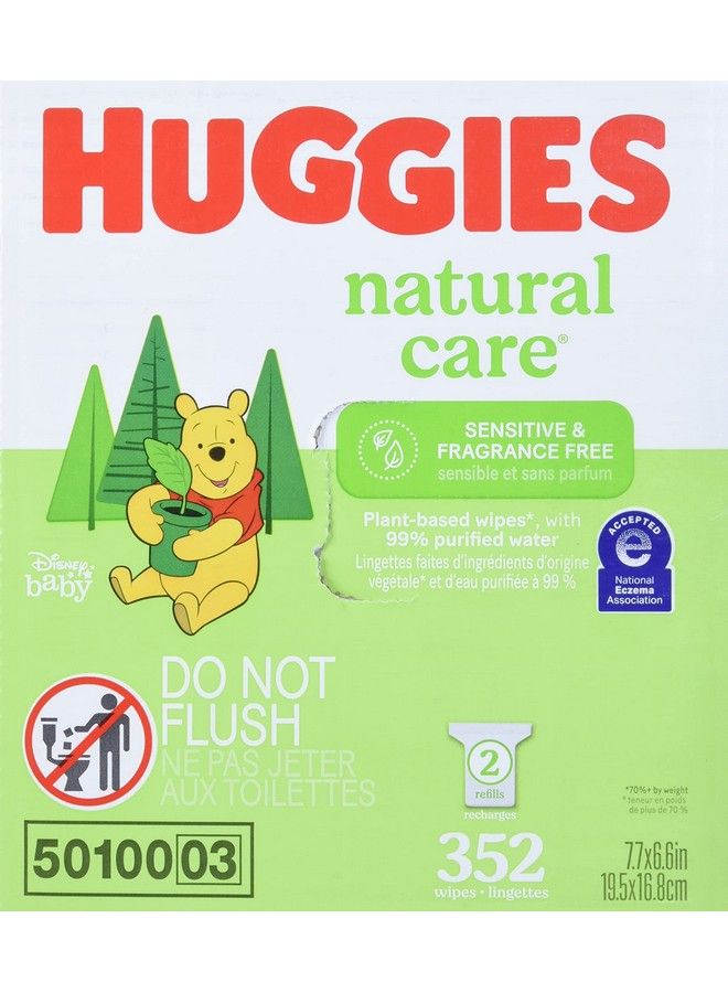 Natural Care Unscented Baby Wipes Sensitive 2 Refill Packs (352 Total Wipes)