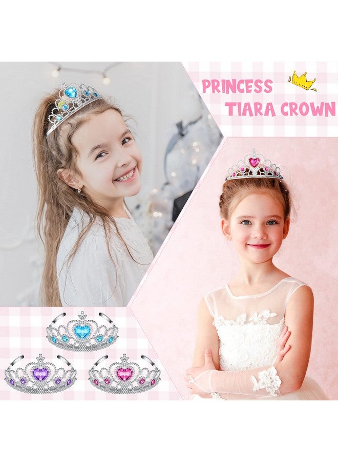 48 Pieces Tiara Crown Set Dress Up Princess Crown Princess Tiaras Girls Rhinestone Tiara For Little Girls Plastic Crown Princess Toddler Costume Birthday Party Accessories Play Favors 3 Colors