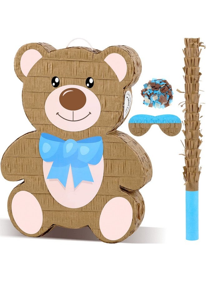 Brown Bear Pinata Bear Shaped Party Pinata Animal Pinata Carnival Pinata With Wooden Pinata Paper Blindfold Confetti For Kids Adults Bear Themed Birthday Party Baby Shower 15.4 X 11.8 X 2.8 Inch