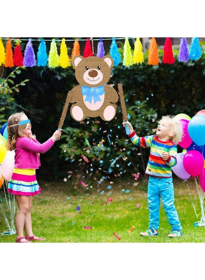 Brown Bear Pinata Bear Shaped Party Pinata Animal Pinata Carnival Pinata With Wooden Pinata Paper Blindfold Confetti For Kids Adults Bear Themed Birthday Party Baby Shower 15.4 X 11.8 X 2.8 Inch