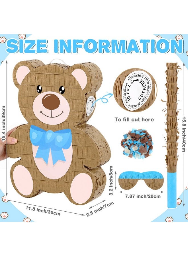 Brown Bear Pinata Bear Shaped Party Pinata Animal Pinata Carnival Pinata With Wooden Pinata Paper Blindfold Confetti For Kids Adults Bear Themed Birthday Party Baby Shower 15.4 X 11.8 X 2.8 Inch