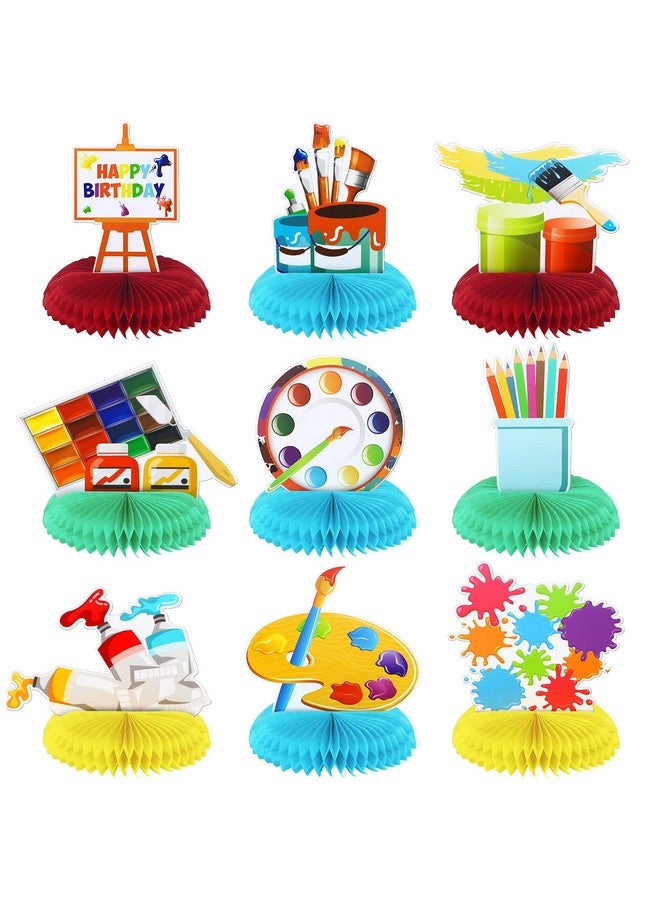 9 Pieces Paint Party Decorations Art Birthday Party Honeycomb Centerpieces Sip And Paint Party Supplies For Art Birthday Party Favor Photo Booth Props