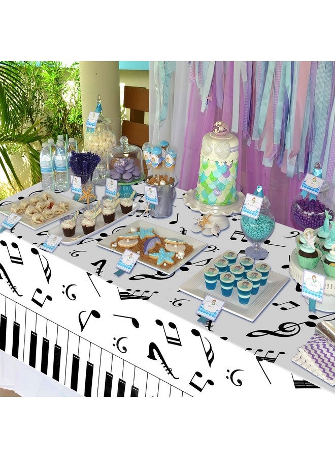 3 Pieces Musical Notes Tablecover 86.6 X 51.2Inch Plastic Tablecloth Disposable Table Cover Musical Notes Theme Birthday Party Decoration For Music Party Decoration Supplies