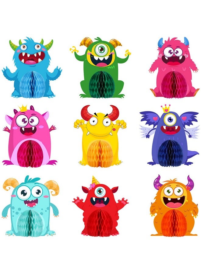 9 Sets Monster Honeycomb Centerpieces Little Monster Party Table Decorations Monsters Themed Birthday Party Supplies Baby Shower Party Favors Birthday Party Centerpiece Table Toppers Decor For Kids