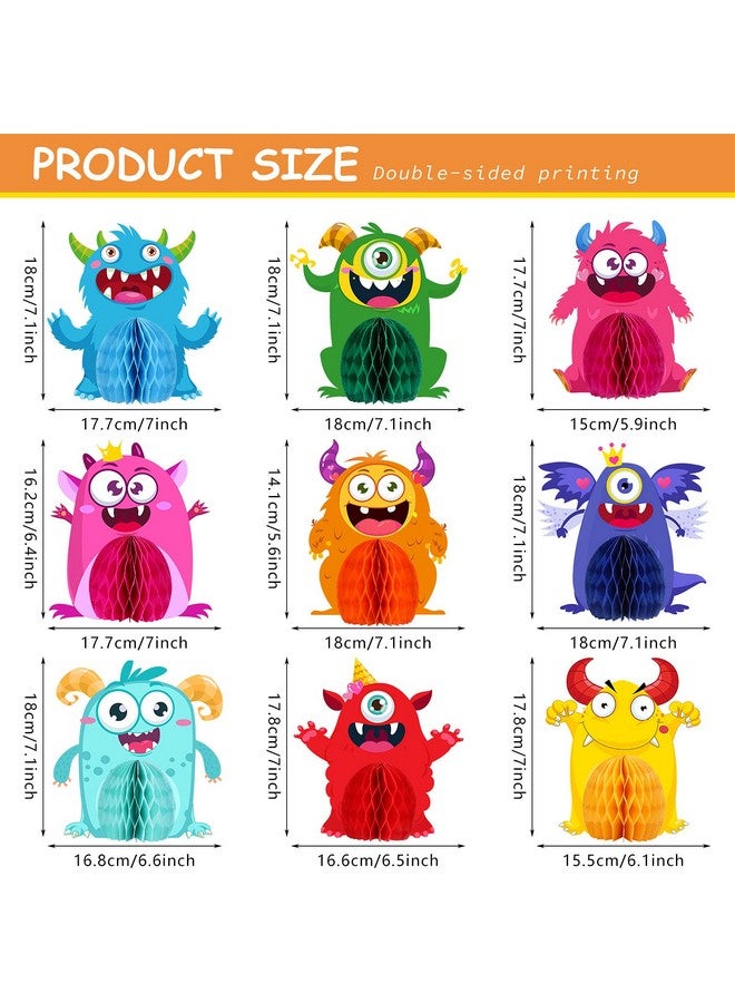 9 Sets Monster Honeycomb Centerpieces Little Monster Party Table Decorations Monsters Themed Birthday Party Supplies Baby Shower Party Favors Birthday Party Centerpiece Table Toppers Decor For Kids