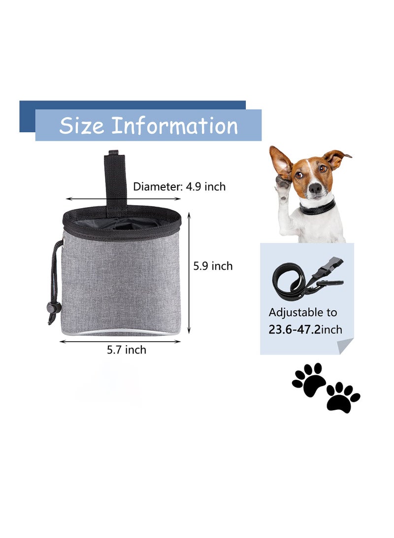 Dog Treat Bag, Waterproof Dog Training Pouch, Hand-Free Dog Walking Bag with Adjustable Waist Belt, Pet Puppy Treat Pouch Bag for Dog Training Walking Travel Outdoor Use (Grey)