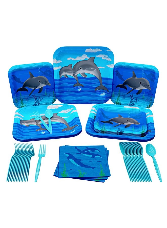 Dolphin Party Supplies Packs (100 Pieces For 16 Guests) Dolphin Party Supplies Ocean Themed Party Decorations Under The Sea Party Dolphin Party Underwater Party Blue Orchards