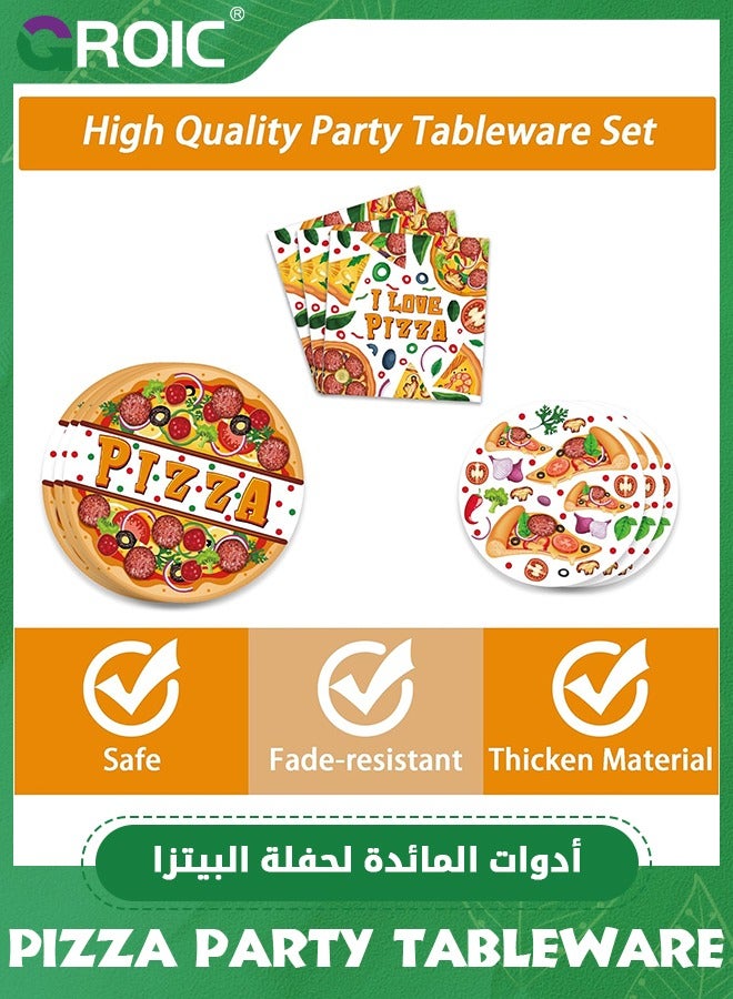 Pizza Party Supplies Sets, Dinner Plates, Dessert Plates, Cups, Napkins, Pizza Party Tableware Kit, Party Supplies, Party Decorations, Party Tableware