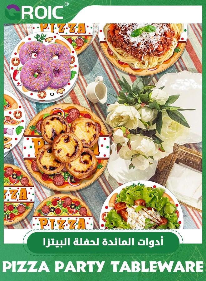 Pizza Party Supplies Sets, Dinner Plates, Dessert Plates, Cups, Napkins, Pizza Party Tableware Kit, Party Supplies, Party Decorations, Party Tableware