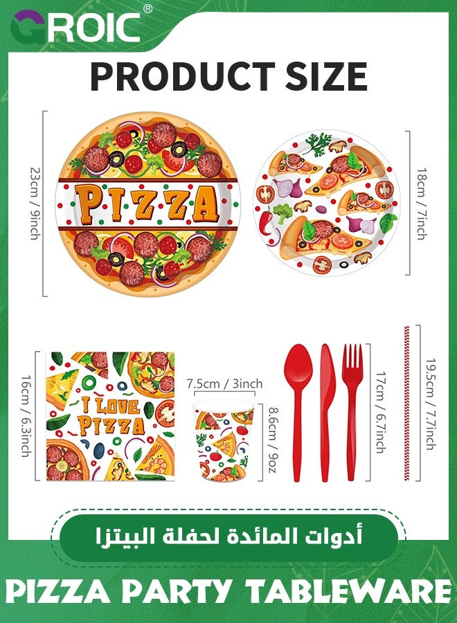 Pizza Party Supplies Sets, Dinner Plates, Dessert Plates, Cups, Napkins, Pizza Party Tableware Kit, Party Supplies, Party Decorations, Party Tableware