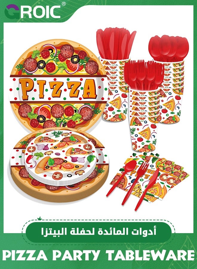 Pizza Party Supplies Sets, Dinner Plates, Dessert Plates, Cups, Napkins, Pizza Party Tableware Kit, Party Supplies, Party Decorations, Party Tableware